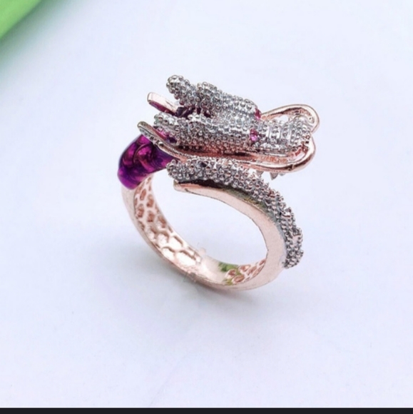 3XHP! NWT Beautiful Goth Pink/Purple Dragon Ring 5! - Picture 7 of 7